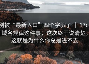 别被“最新入口”四个字骗了 ｜ 17c，域名规律这件事；这次终于说清楚。这就是为什么你总是进不去