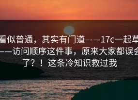 看似普通，其实有门道——17c一起草——访问顺序这件事，原来大家都误会了？！这条冷知识救过我
