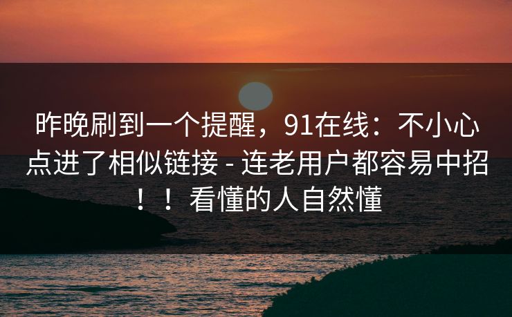 昨晚刷到一个提醒，91在线：不小心点进了相似链接 - 连老用户都容易中招！！看懂的人自然懂
