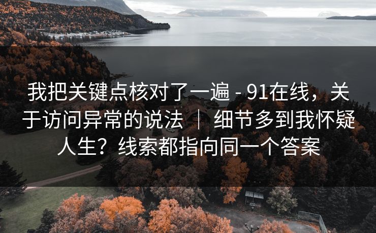 我把关键点核对了一遍 - 91在线，关于访问异常的说法 ｜ 细节多到我怀疑人生？线索都指向同一个答案