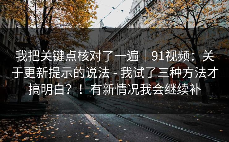 我把关键点核对了一遍｜91视频：关于更新提示的说法 - 我试了三种方法才搞明白？！有新情况我会继续补